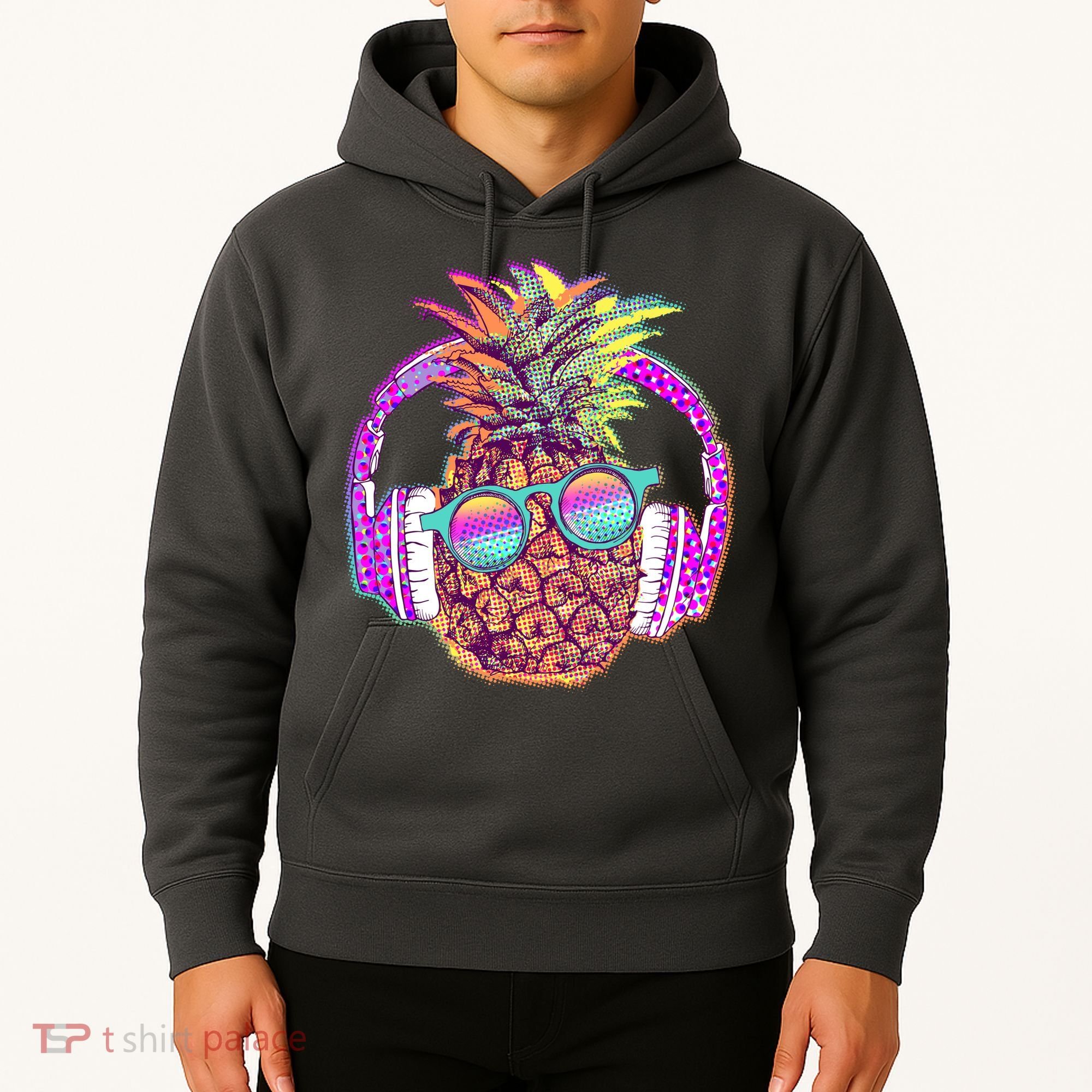 Pop Art Summer Time Headphones Pineapple Hoodie