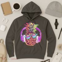 Pop Art Summer Time Headphones Pineapple Hoodie thumb 3