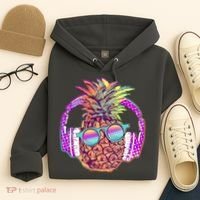 Pop Art Summer Time Headphones Pineapple Hoodie thumb 4