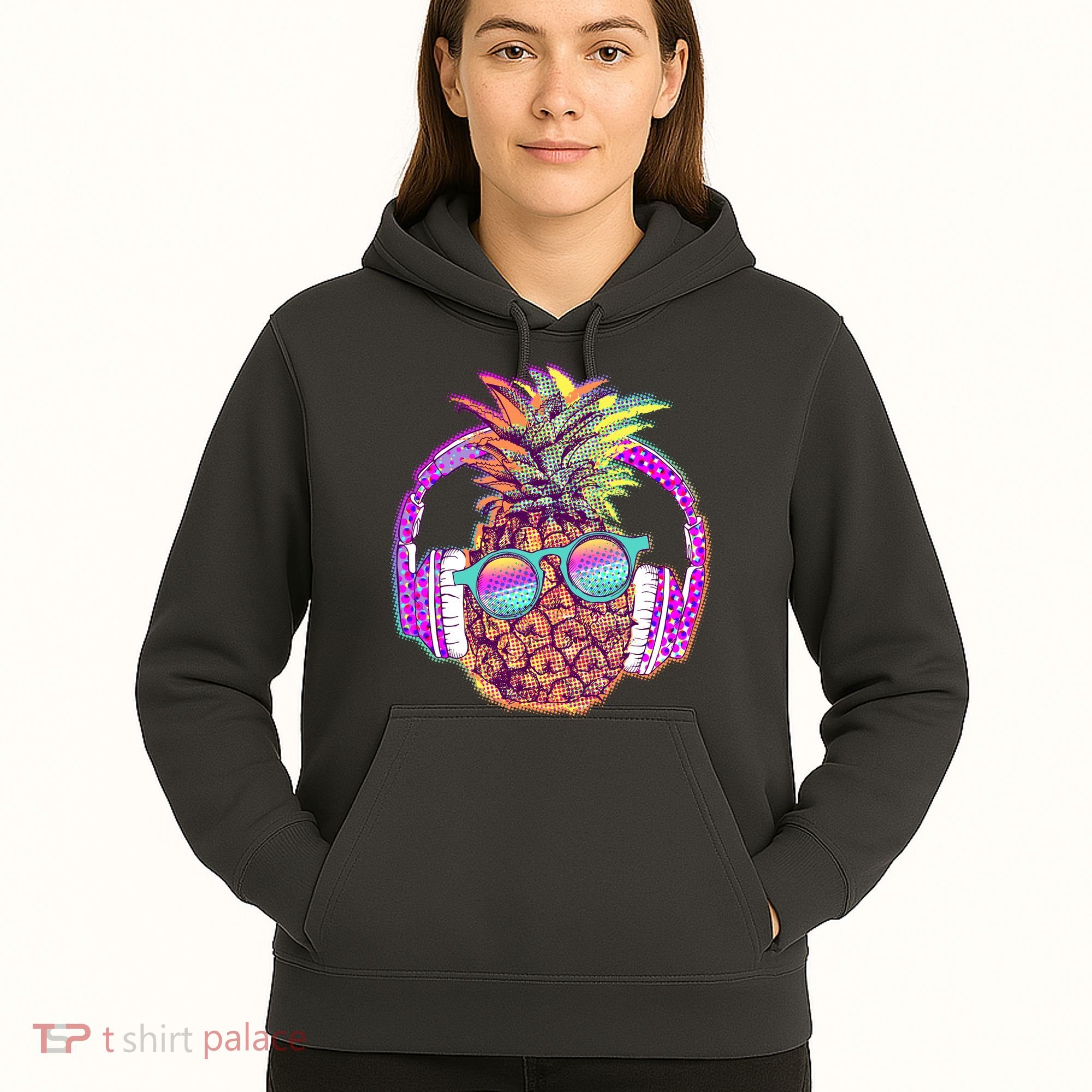 Pop Art Summer Time Headphones Pineapple Hoodie