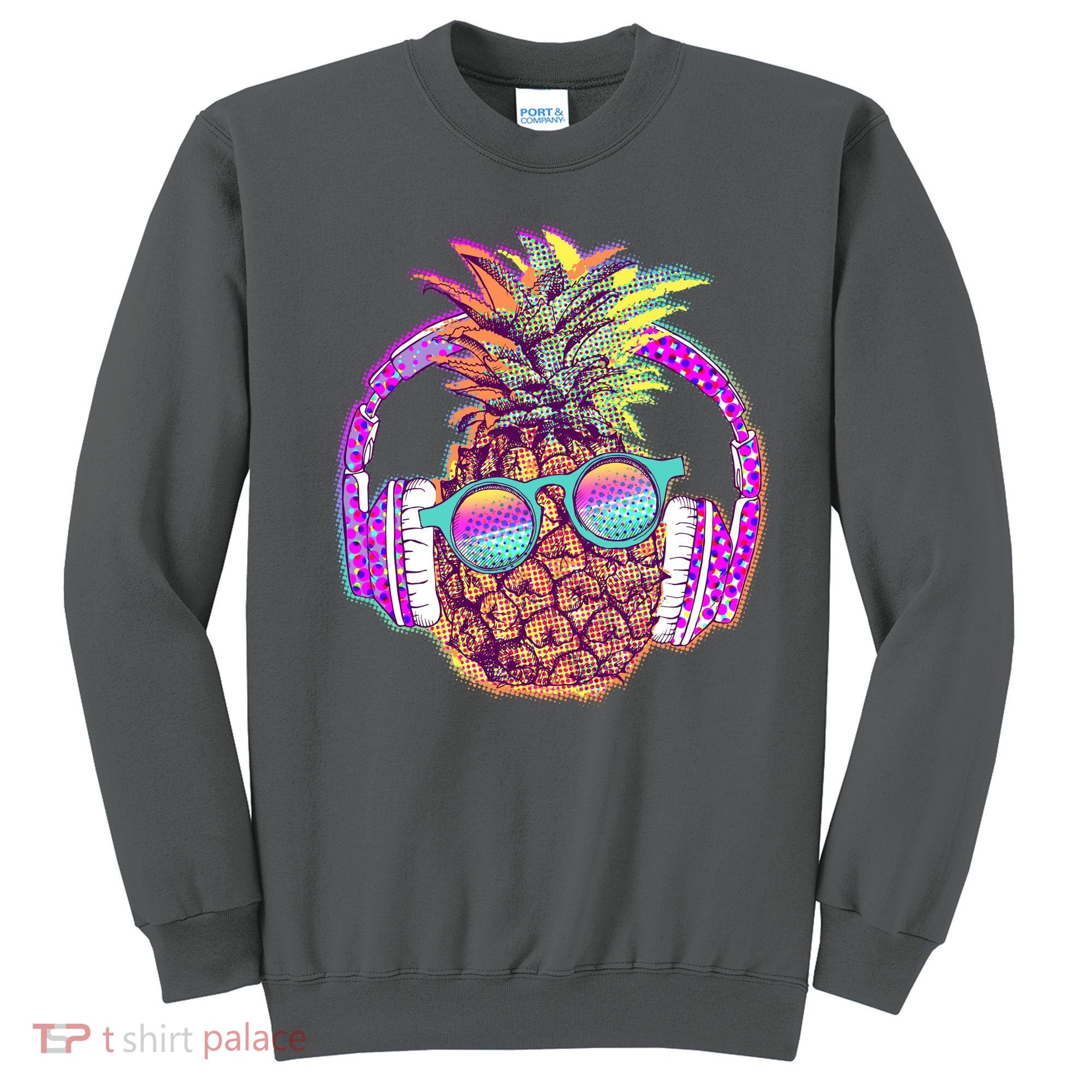 Pop Art Summer Time Headphones Pineapple Sweatshirt