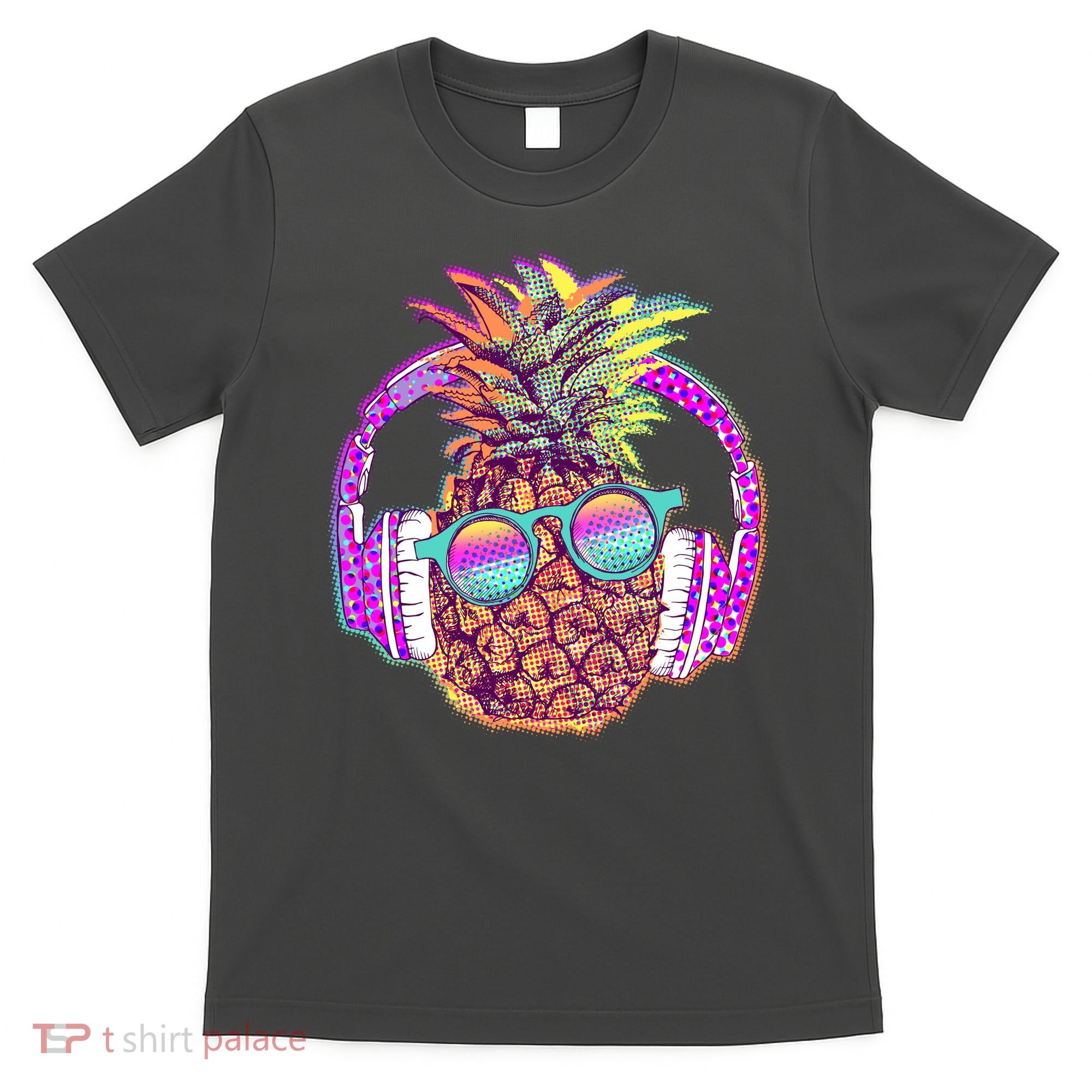 Pop Art Summer Time Headphones Pineapple T-Shirt