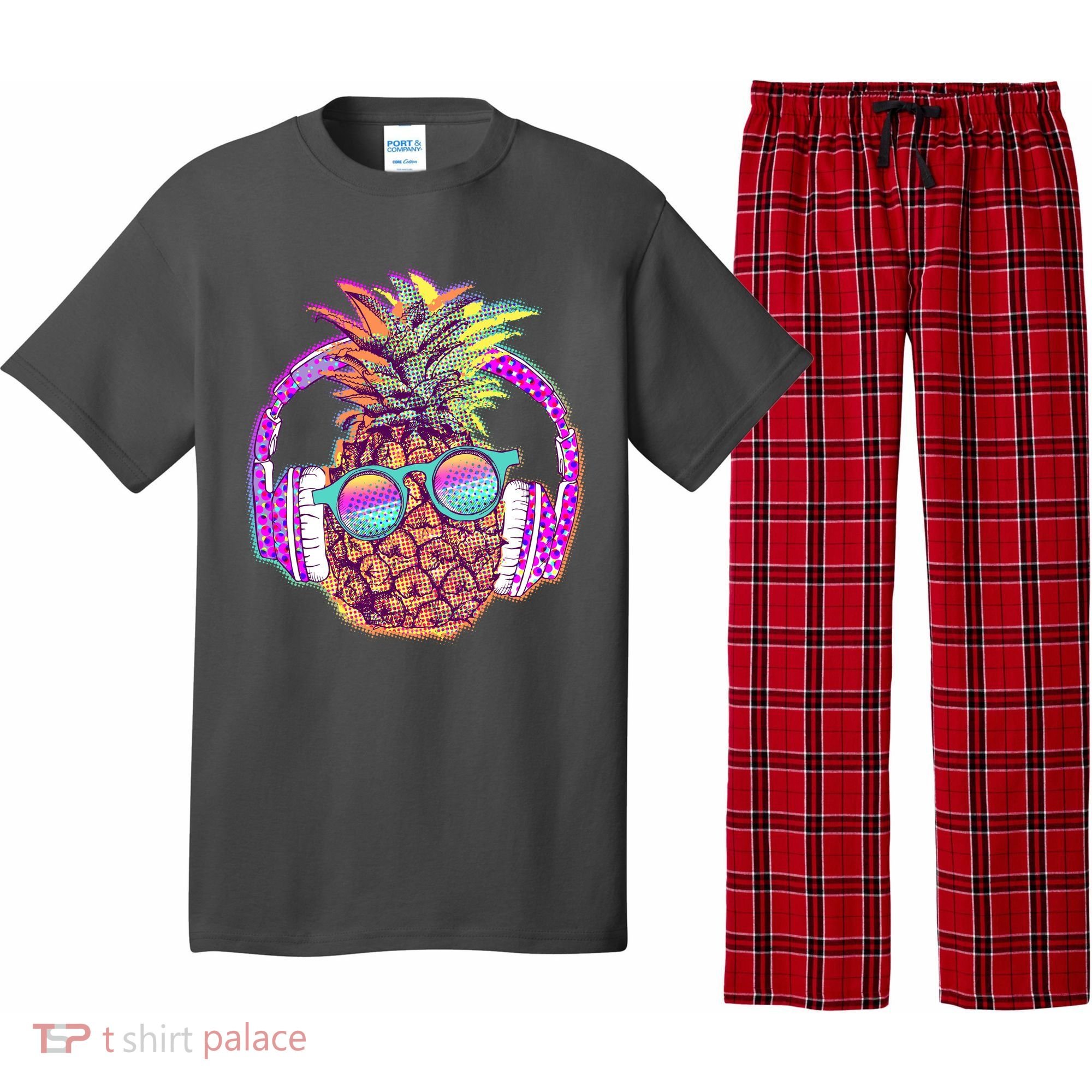 Pop Art Summer Time Headphones Pineapple Pajama Set