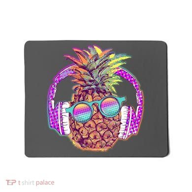 Pop Art Summer Time Headphones Pineapple Mousepad