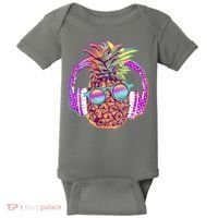 Pop Art Summer Time Headphones Pineapple Baby Bodysuit thumb 0