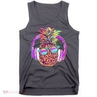 Pop Art Summer Time Headphones Pineapple Tank Top thumb 0