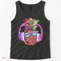 Pop Art Summer Time Headphones Pineapple Tank Top thumb 2