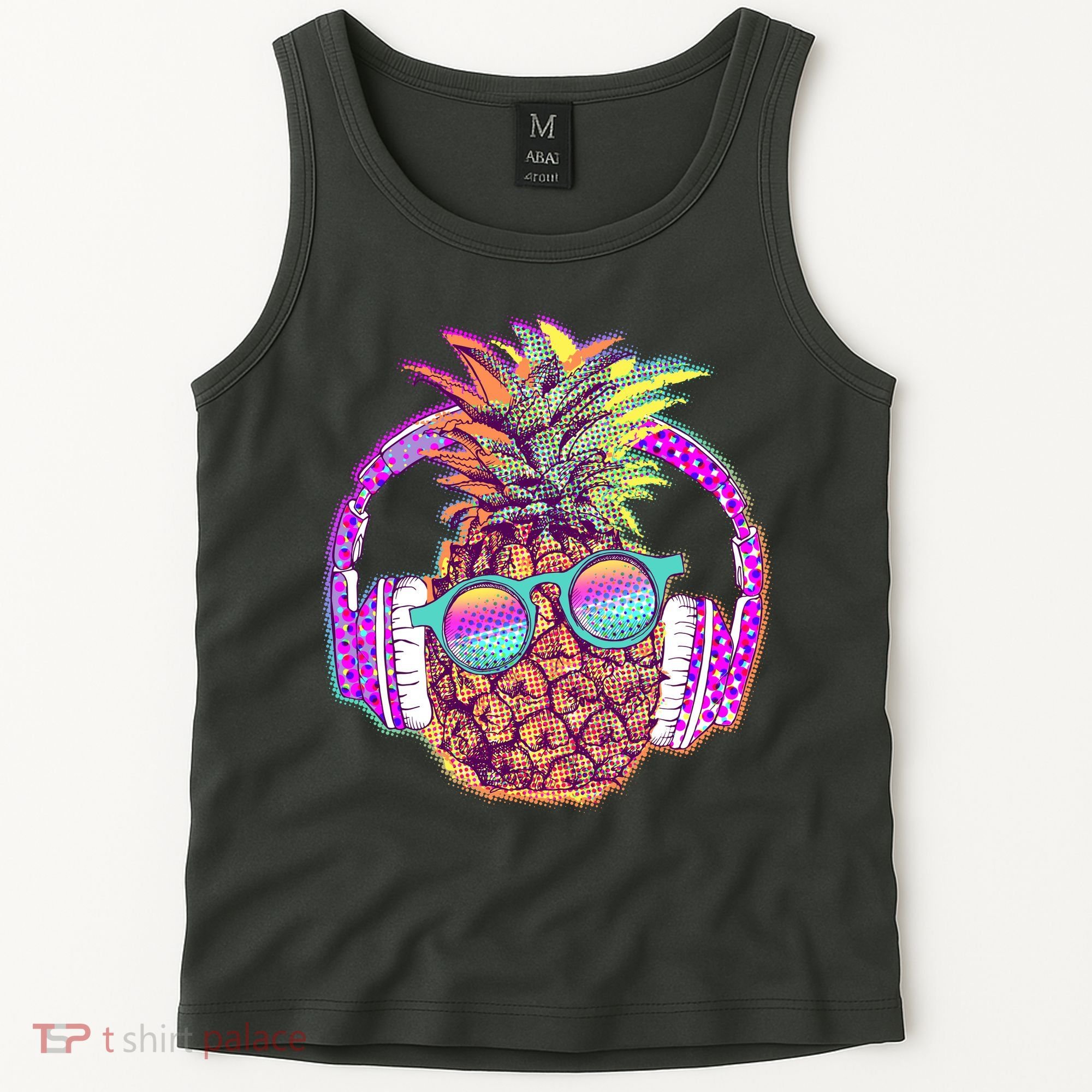 Pop Art Summer Time Headphones Pineapple Tank Top