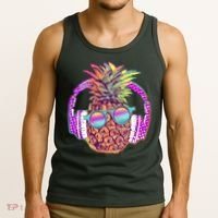 Pop Art Summer Time Headphones Pineapple Tank Top thumb 3