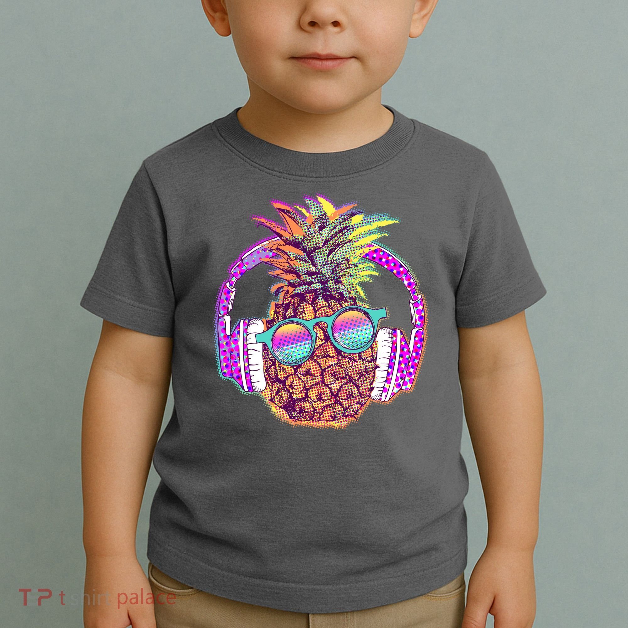 Pop Art Summer Time Headphones Pineapple Toddler T-Shirt