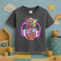 Pop Art Summer Time Headphones Pineapple Toddler T-Shirt thumb 3