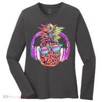 Pop Art Summer Time Headphones Pineapple Women's Long Sleeve Shirt thumb 0