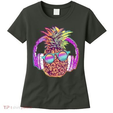 Pop Art Summer Time Headphones Pineapple Women's T-Shirt