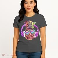 Pop Art Summer Time Headphones Pineapple Women's T-Shirt thumb 4