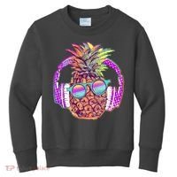 Pop Art Summer Time Headphones Pineapple Kids Sweatshirt thumb 0