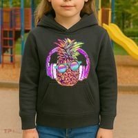 Pop Art Summer Time Headphones Pineapple Kids Hoodie thumb 3