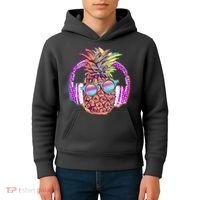 Pop Art Summer Time Headphones Pineapple Kids Hoodie thumb 4