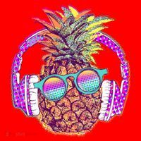 Pop Art Summer Time Headphones Pineapple Santa Hat thumb 1