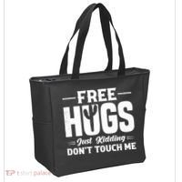 Pro Anti Social Free Hugs Just Kidding Dont Touch Me Tote Bag thumb 2