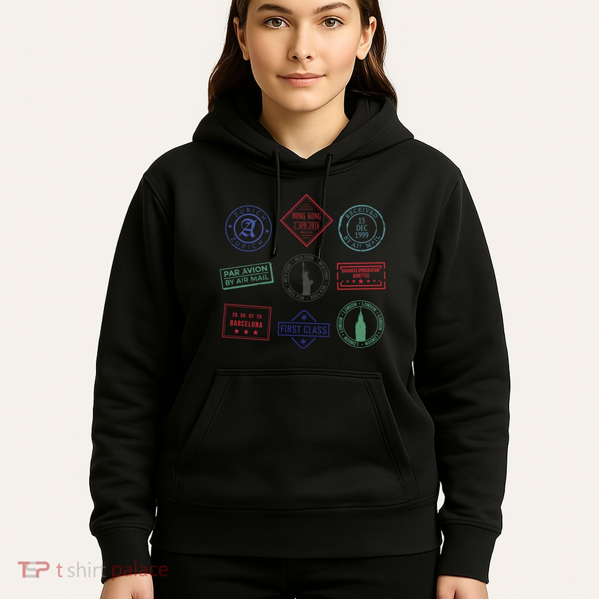 Passport Stamps Travel Hoodie