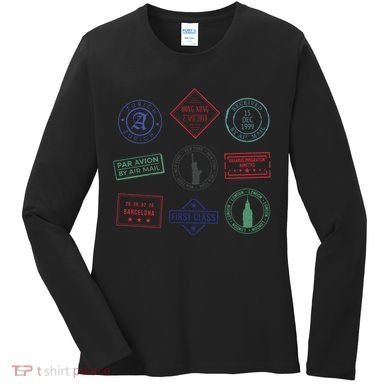 Passport Stamps Travel Women's Long Sleeve Shirt