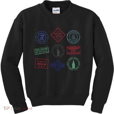 Passport Stamps Travel Kids Sweatshirt