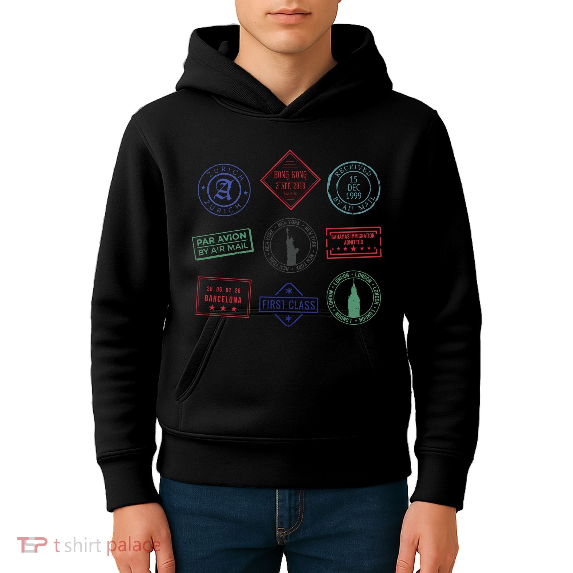 Passport Stamps Travel Kids Hoodie