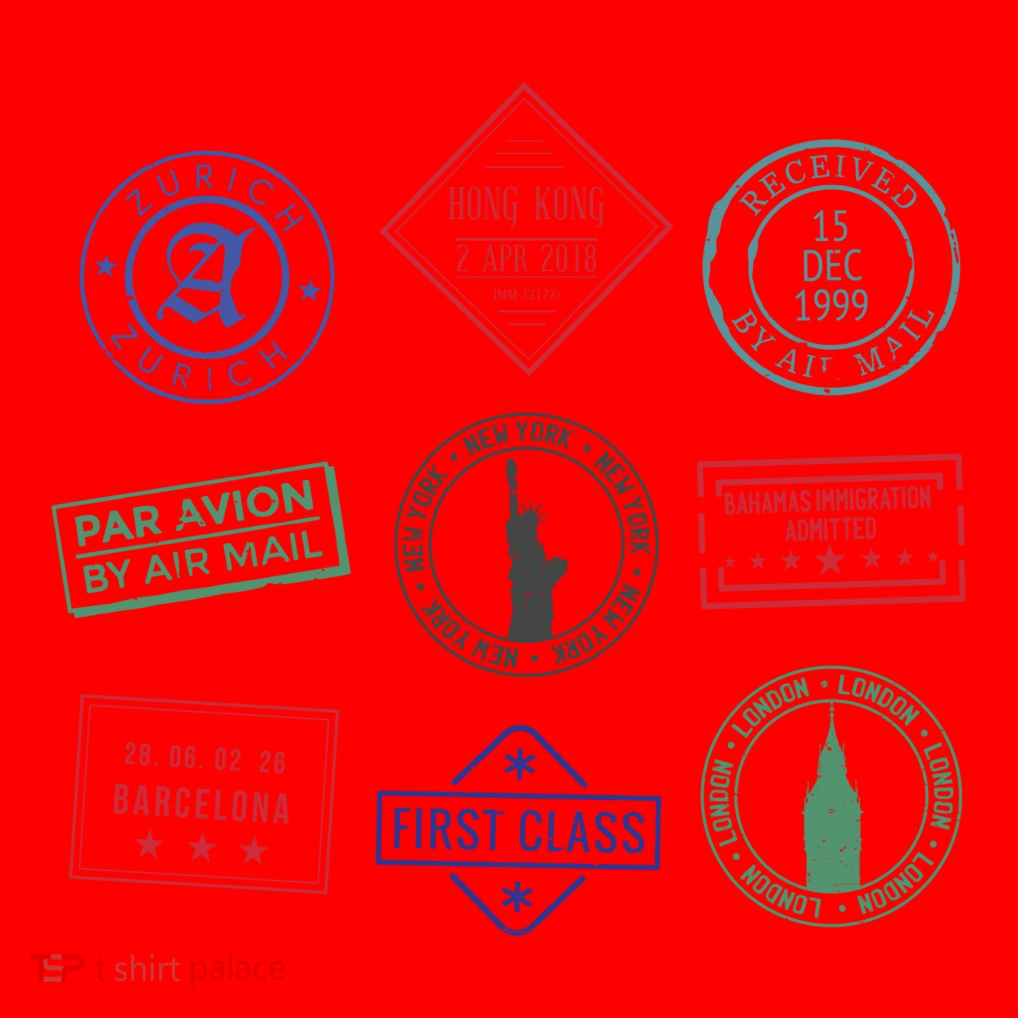 Passport Stamps Travel Santa Hat