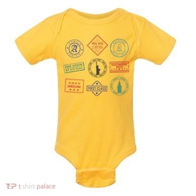 Passport Stamps Travel Baby Bodysuit