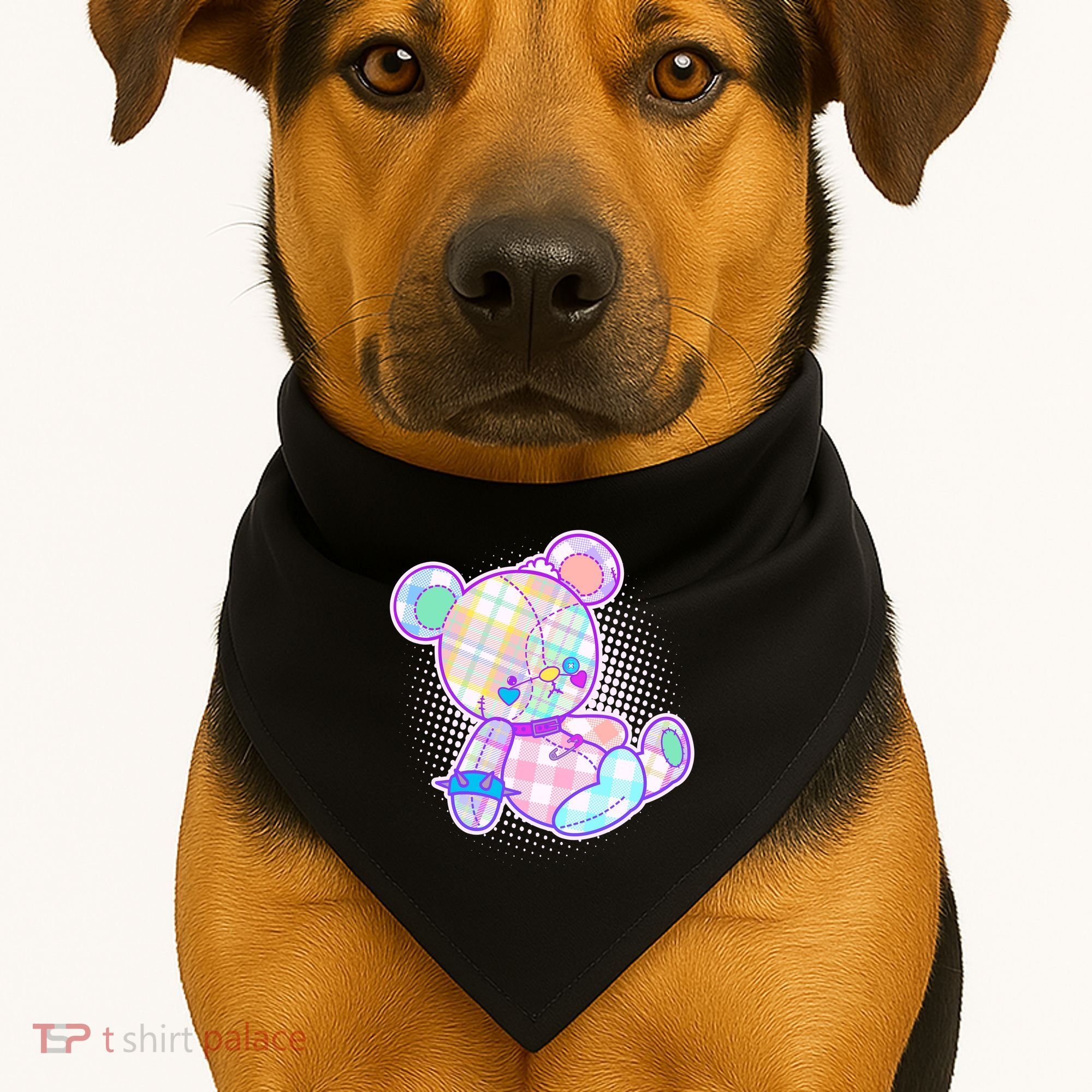 Pastel Kawaii Cute Goth Punk Teddy Bear USA-Made Doggie Bandana