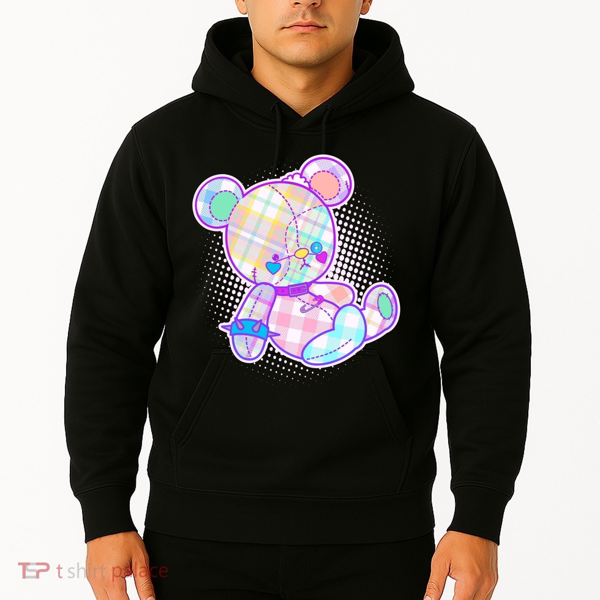 Pastel Kawaii Cute Goth Punk Teddy Bear Hoodie