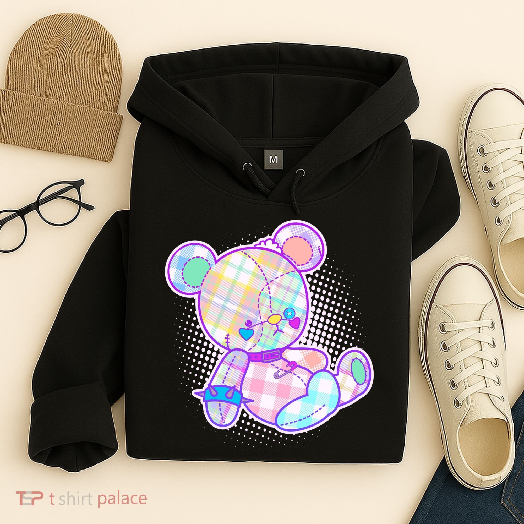 Pastel Kawaii Cute Goth Punk Teddy Bear Hoodie