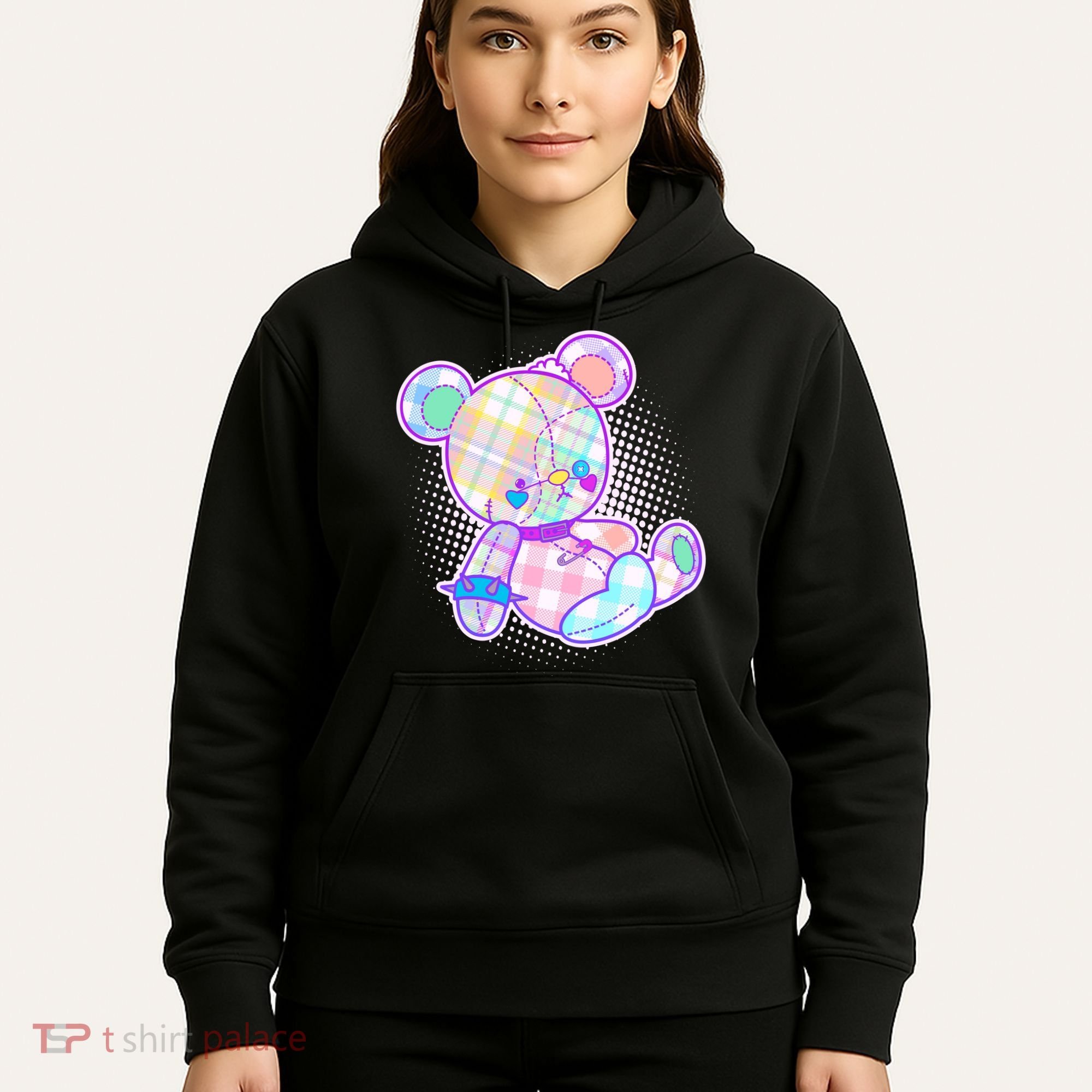Pastel Kawaii Cute Goth Punk Teddy Bear Hoodie