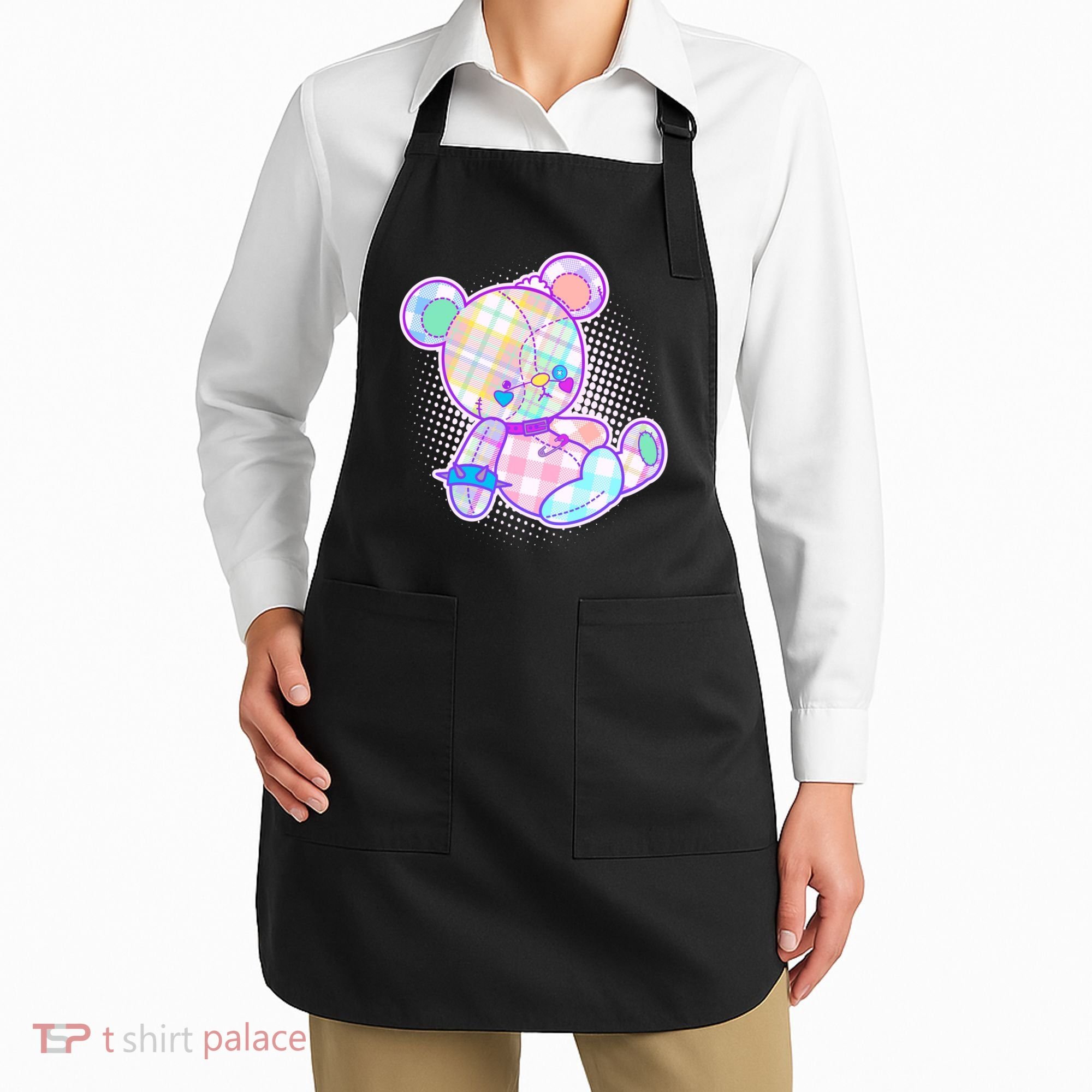 Pastel Kawaii Cute Goth Punk Teddy Bear Apron