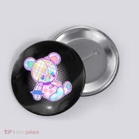 Pastel Kawaii Cute Goth Punk Teddy Bear Button thumb 0