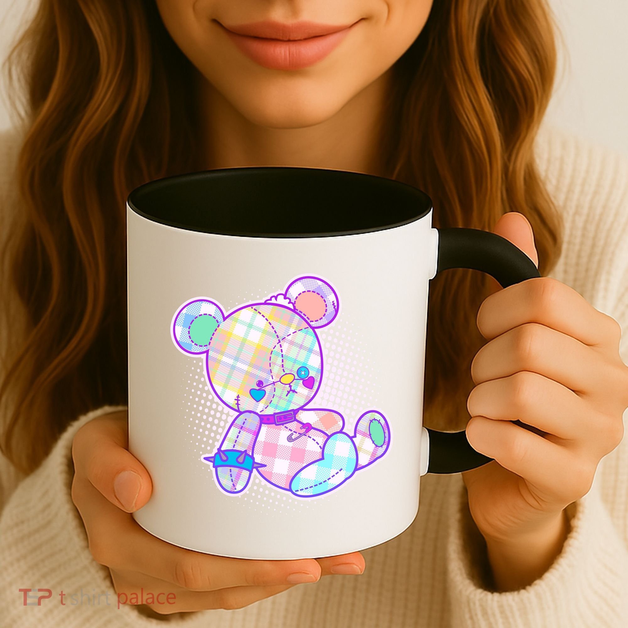 Pastel Kawaii Cute Goth Punk Teddy Bear Coffee Mug