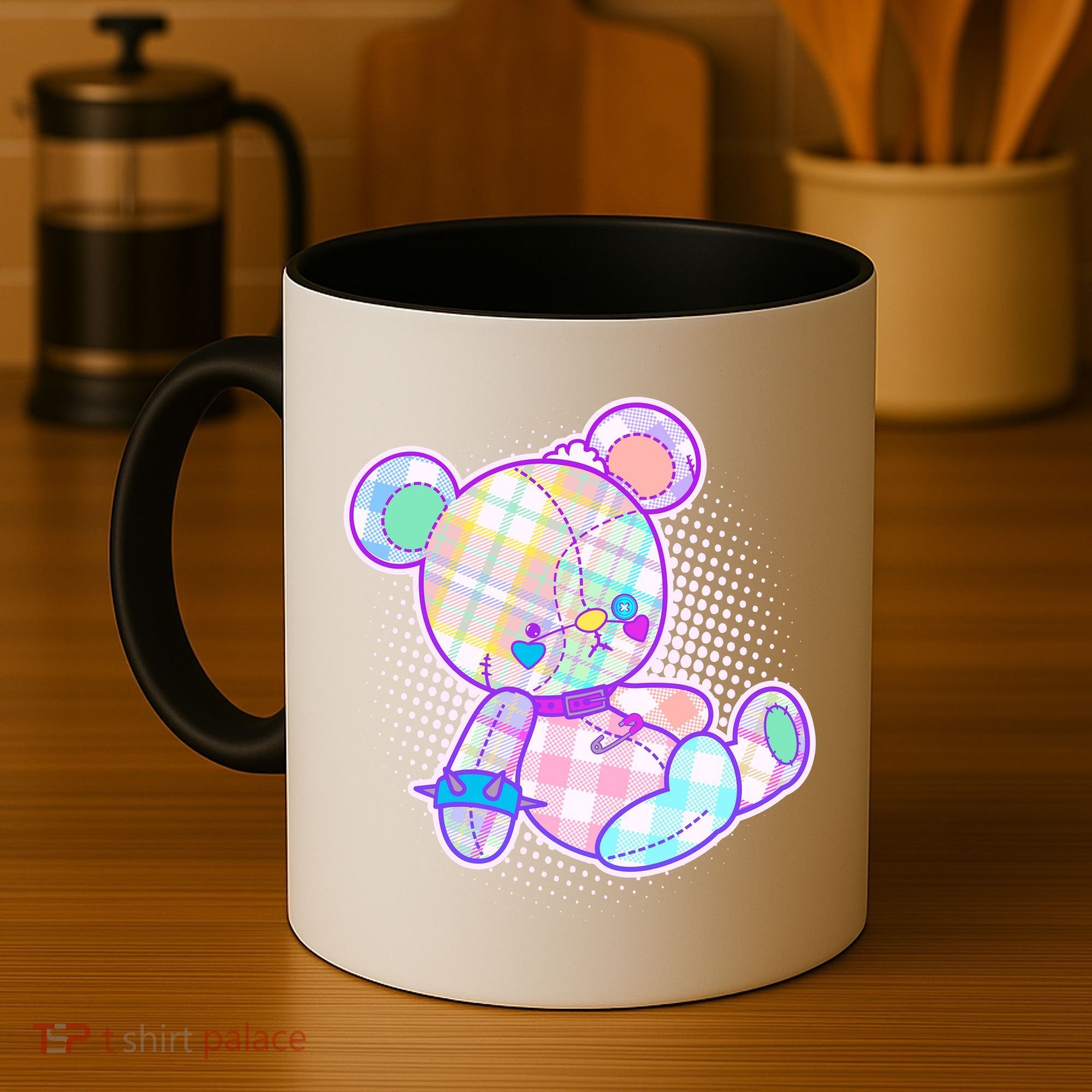 Pastel Kawaii Cute Goth Punk Teddy Bear Coffee Mug