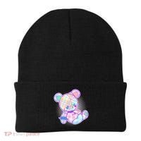 Pastel Kawaii Cute Goth Punk Teddy Bear Beanie thumb 0