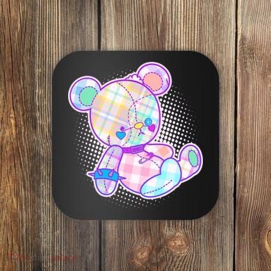 Pastel Kawaii Cute Goth Punk Teddy Bear Coaster