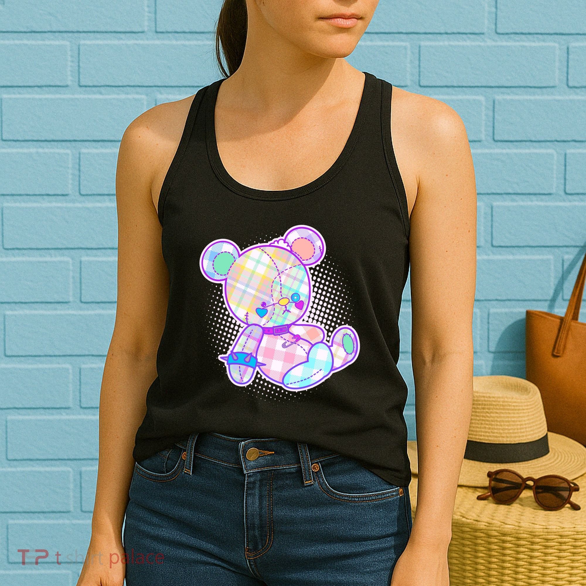 Pastel Kawaii Cute Goth Punk Teddy Bear Women's Tank Top