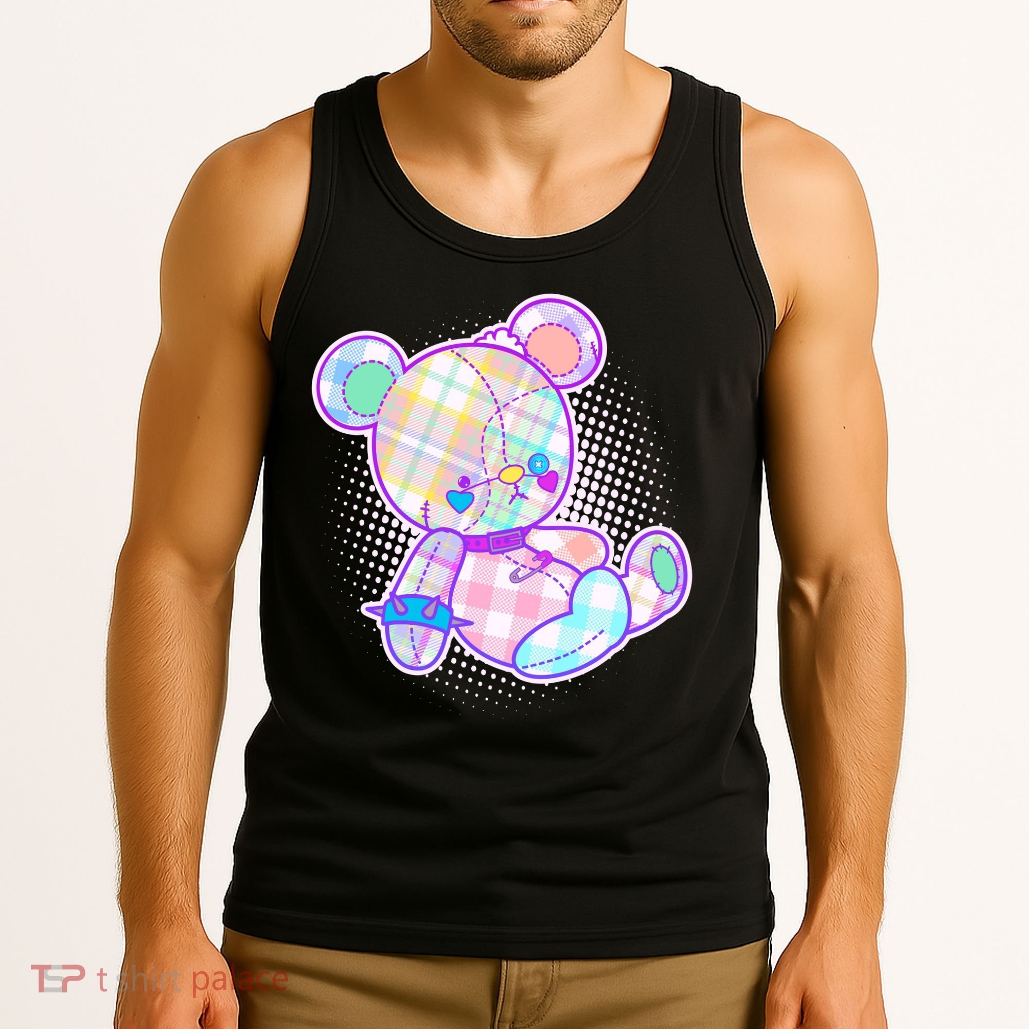 Pastel Kawaii Cute Goth Punk Teddy Bear Tank Top