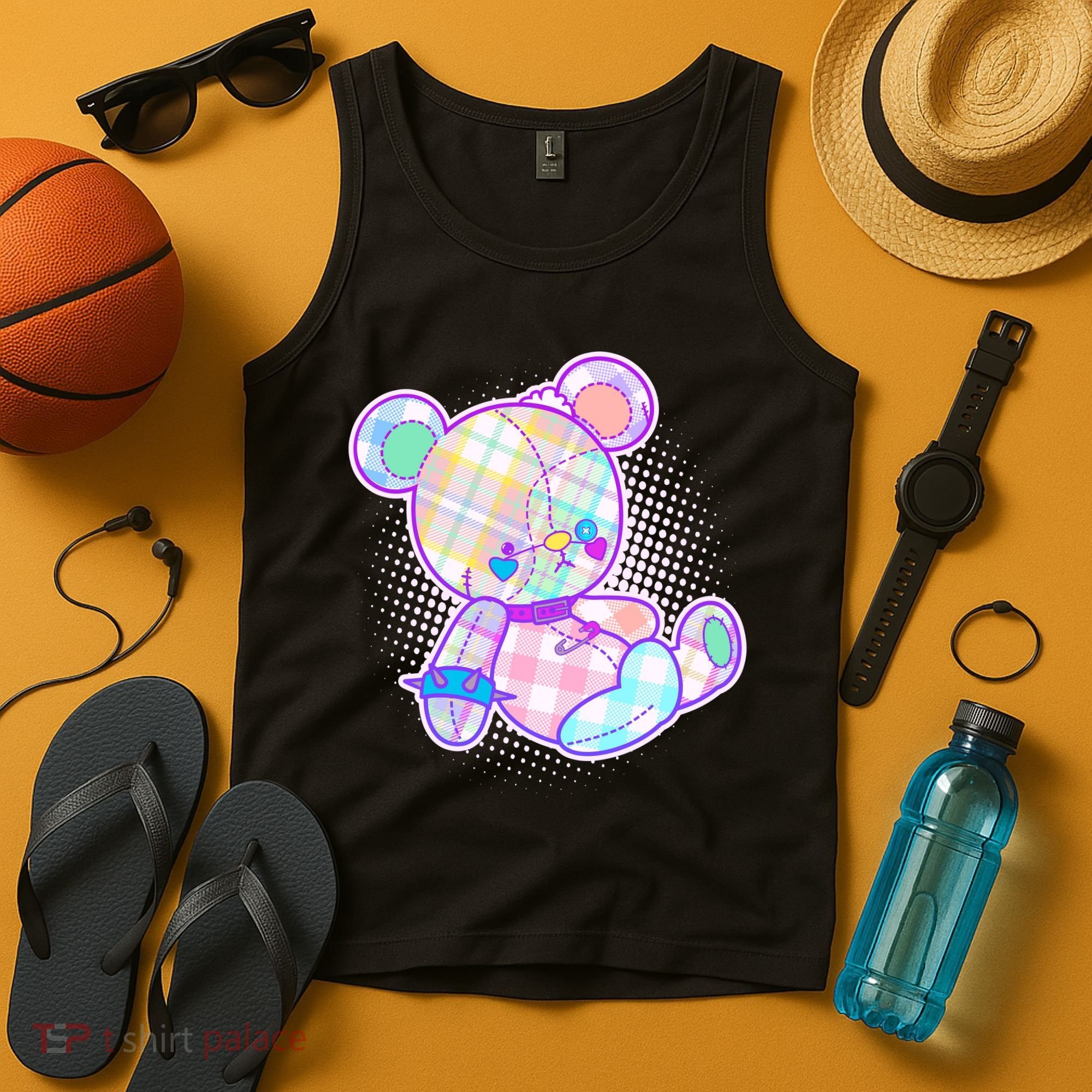 Pastel Kawaii Cute Goth Punk Teddy Bear Tank Top