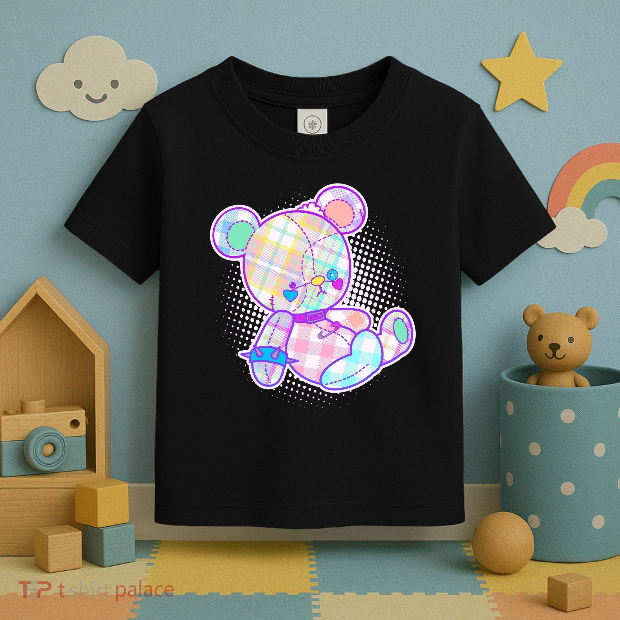 Pastel Kawaii Cute Goth Punk Teddy Bear Toddler T-Shirt