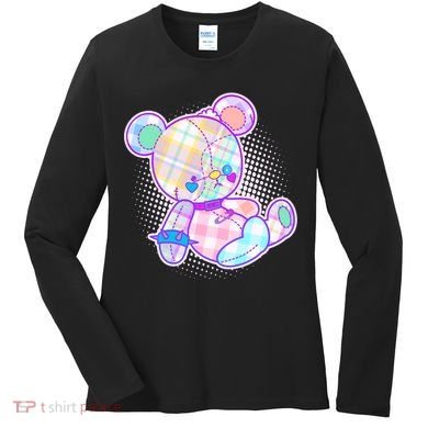 Pastel Kawaii Cute Goth Punk Teddy Bear Women's Long Sleeve Shirt