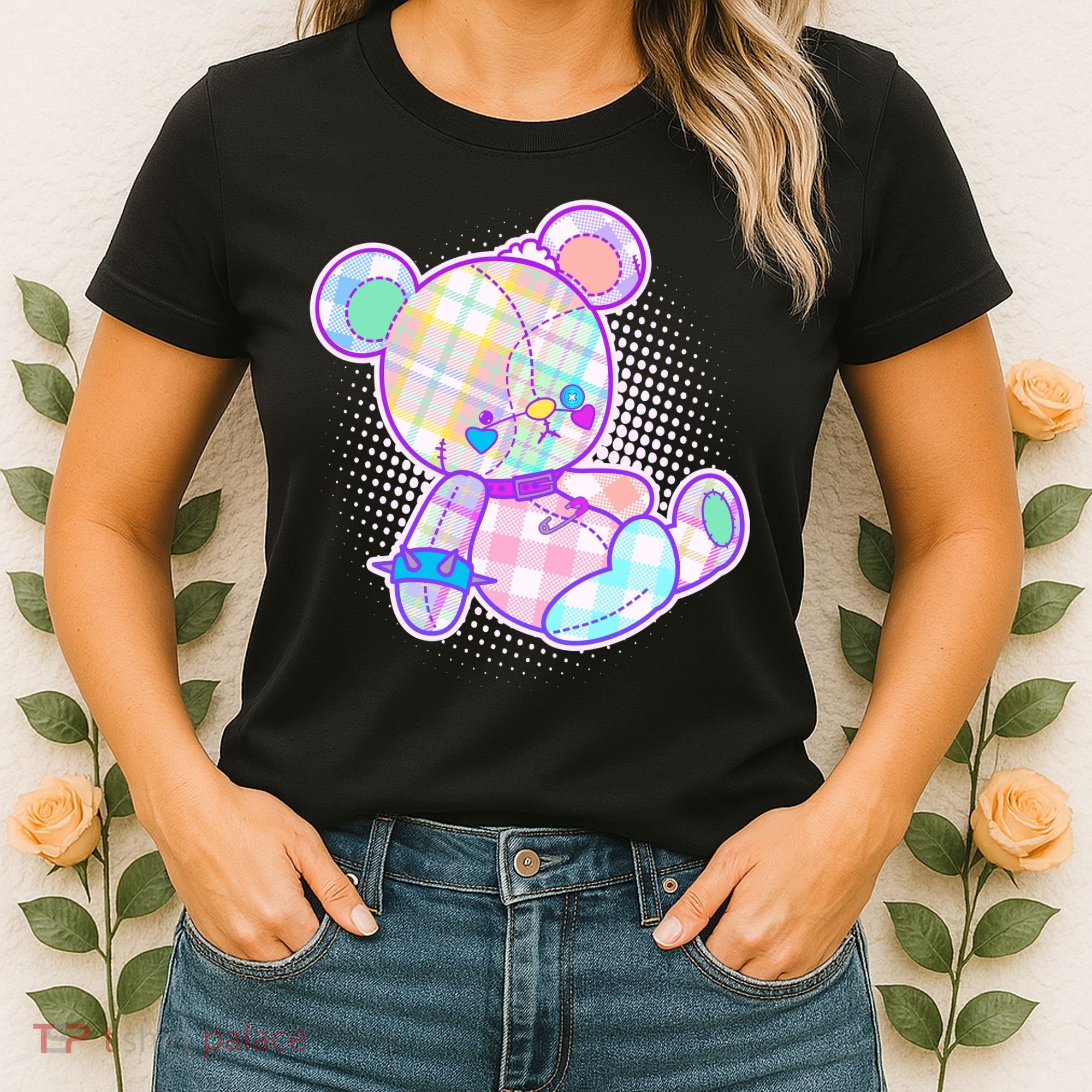 Pastel Kawaii Cute Goth Punk Teddy Bear Women's T-Shirt