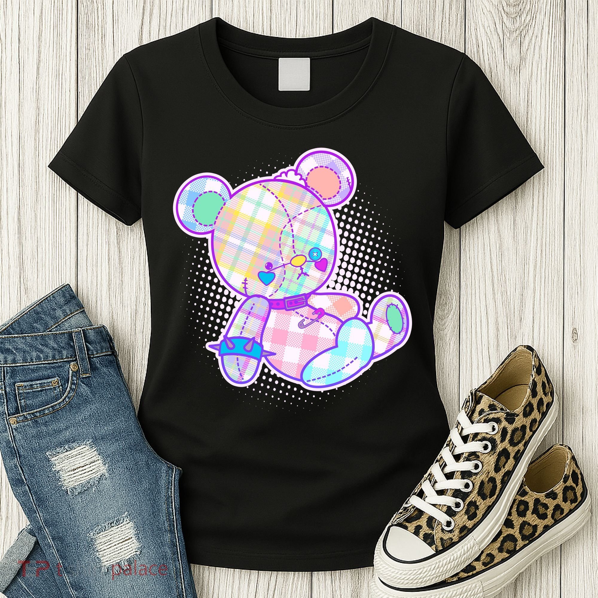 Pastel Kawaii Cute Goth Punk Teddy Bear Women's T-Shirt