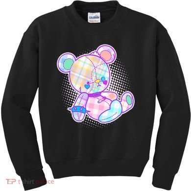 Pastel Kawaii Cute Goth Punk Teddy Bear Kids Sweatshirt
