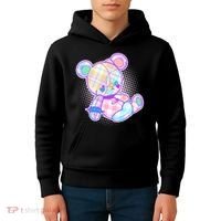 Pastel Kawaii Cute Goth Punk Teddy Bear Kids Hoodie thumb 4