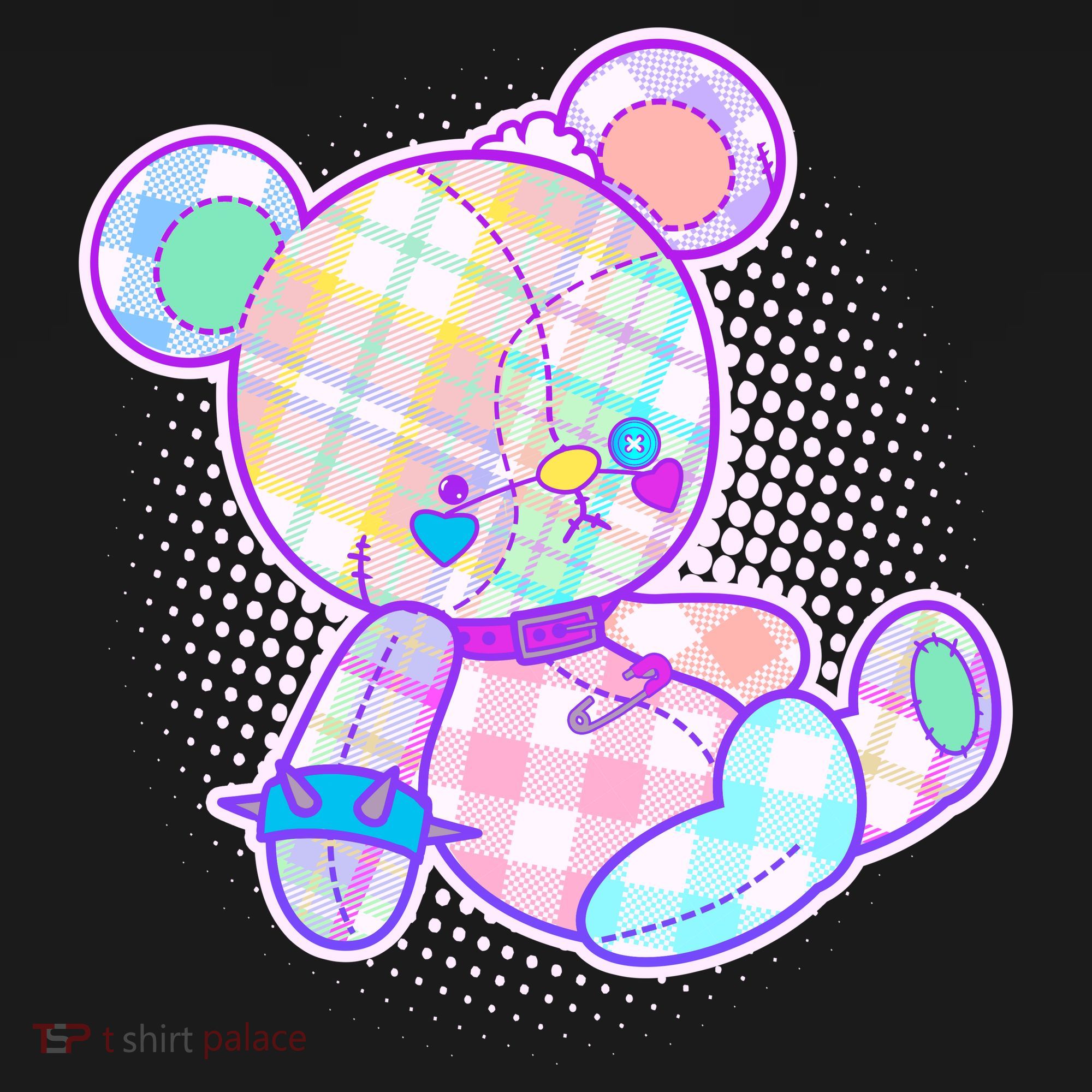 Pastel Kawaii Cute Goth Punk Teddy Bear Kids Long Sleeve Shirt