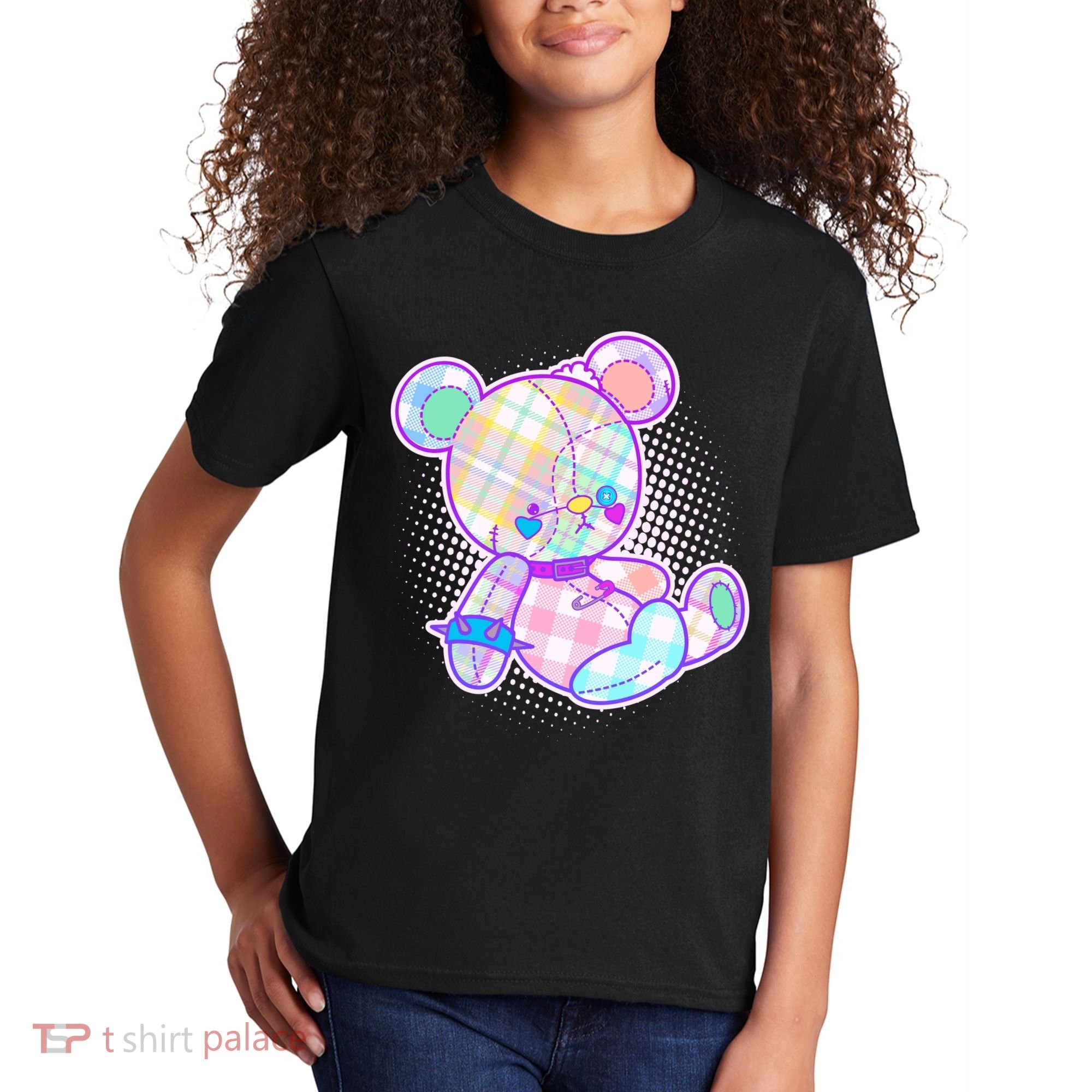 Pastel Kawaii Cute Goth Punk Teddy Bear Kids T-Shirt